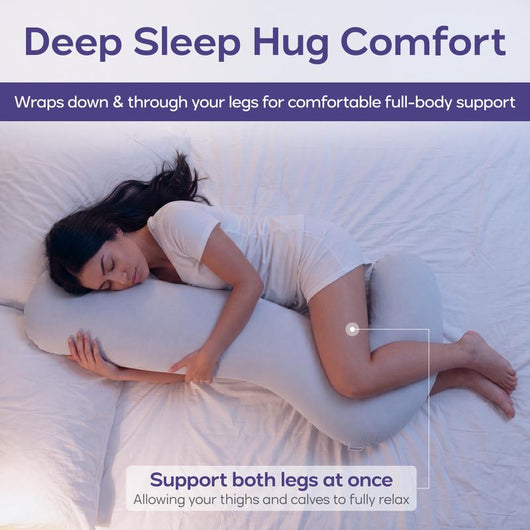 GoVarte Grey Body Pillow - Full Body Ergonomic Support Pillow for Back, Belly, Hips & Legs, Cooling Side Sleeper Pillow for Pregnancy, Maternity & Body Pain Relief