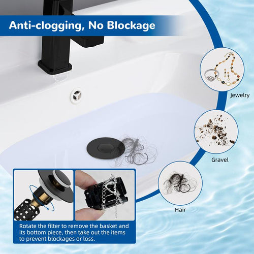 3-in-1 Universal Sink Drain Stopper with Stainless Steel Hair Catcher