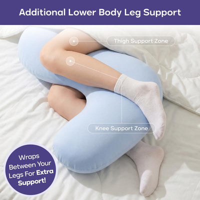 GoVarte Grey Body Pillow - Full Body Ergonomic Support Pillow for Back, Belly, Hips & Legs, Cooling Side Sleeper Pillow for Pregnancy, Maternity & Body Pain Relief