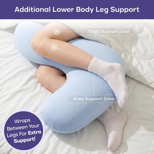 GoVarte Grey Body Pillow - Full Body Ergonomic Support Pillow for Back, Belly, Hips & Legs, Cooling Side Sleeper Pillow for Pregnancy, Maternity & Body Pain Relief
